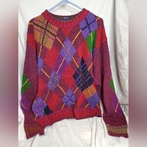 Vintage 90's Colours Alexander Julian Grandpa Crewneck Sweater Argyle Medium Men